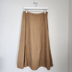 Croft & Barrow Brown Cotton Corduroy Midi Skirt Size 8 Boot Skirt A Line